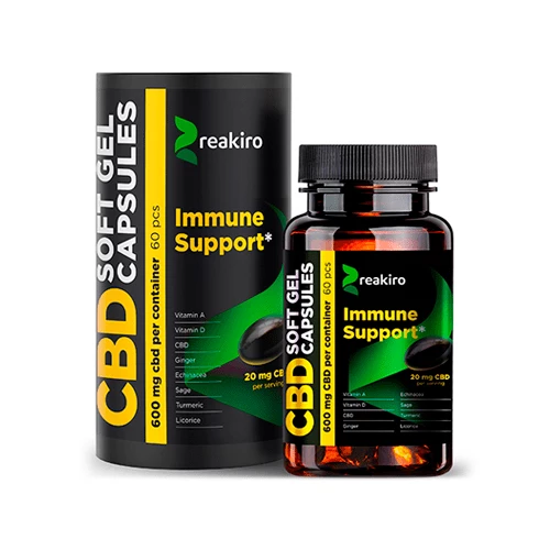 Powerful Immune Support: Reakiro CBD Capsules, 60 capsules per bottle