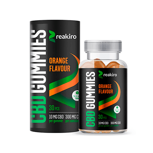 Reakiro Convenient Broad-Spectrum CBD Orange Vegan Gummies 300mg, 10%